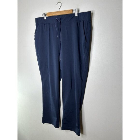 Yogalicious Lux Joggers Women Navy Blue Drawstring Pockets Elastic Waist Size 1X - Picture 2 of 9